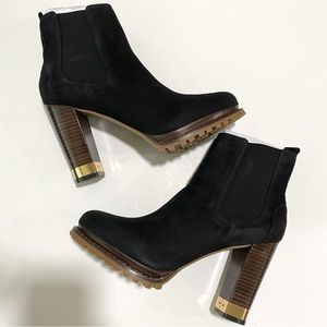 TORY BURCH Virginia Black Suede LEATHER BOOTIE